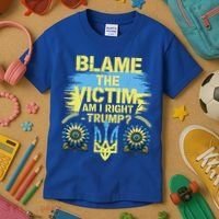 Anti Trump Pro Ukraine Blame The Victim Kids T-Shirt thumb 3