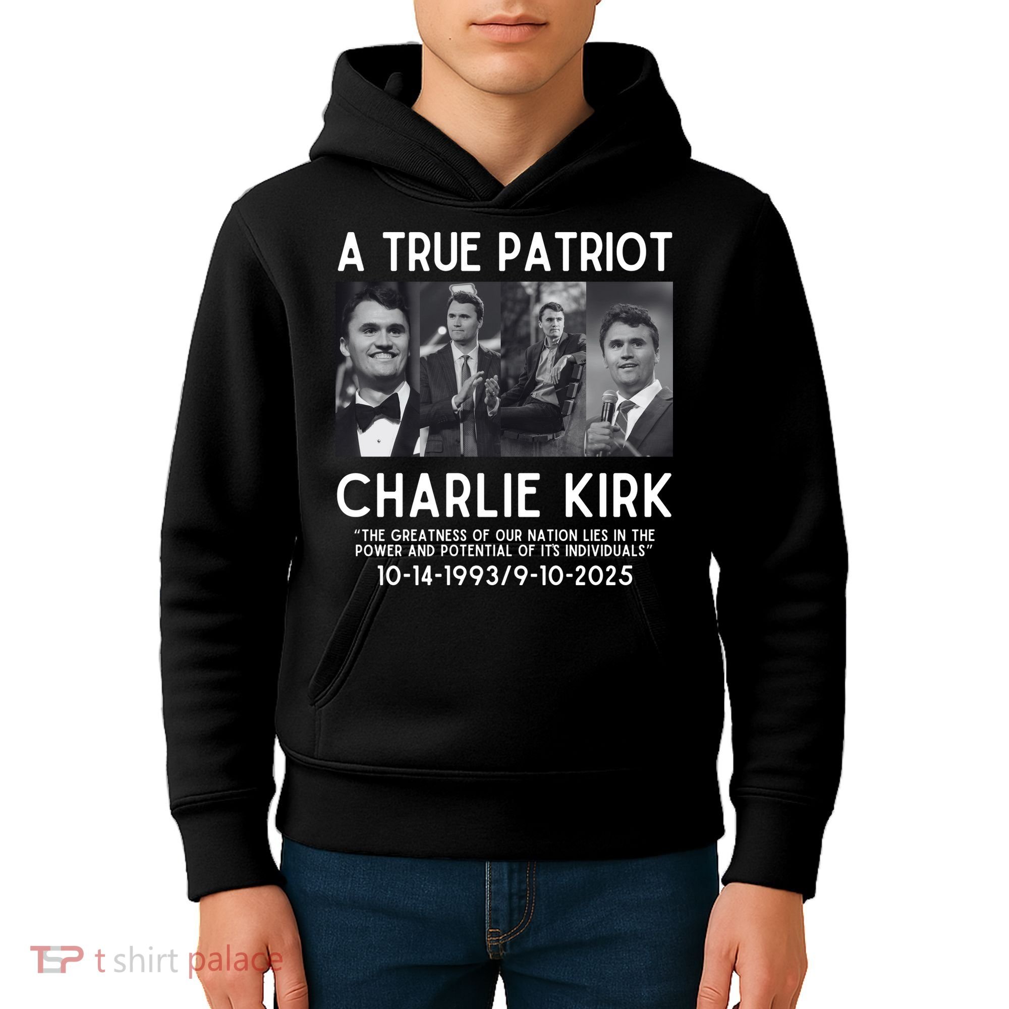 A True Patriot Charlie Kirk Rest In Peace Kids Hoodie