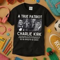 A True Patriot Charlie Kirk Rest In Peace Kids T-Shirt thumb 3