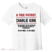 A True Patriot Charlie Kirk RIP Toddler T-Shirt thumb 0