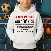 A True Patriot Charlie Kirk RIP Kids Hoodie thumb 2
