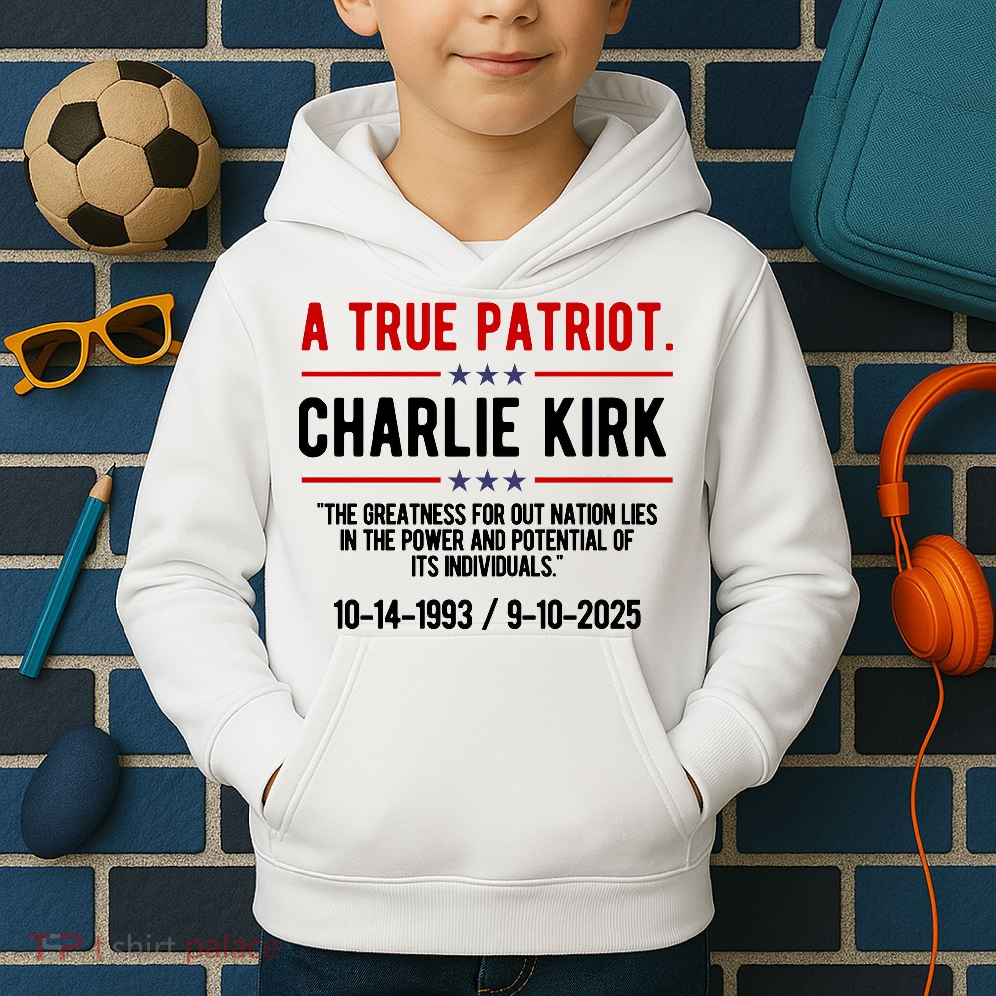 A True Patriot Charlie Kirk RIP Kids Hoodie