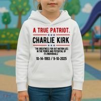 A True Patriot Charlie Kirk RIP Kids Hoodie thumb 3