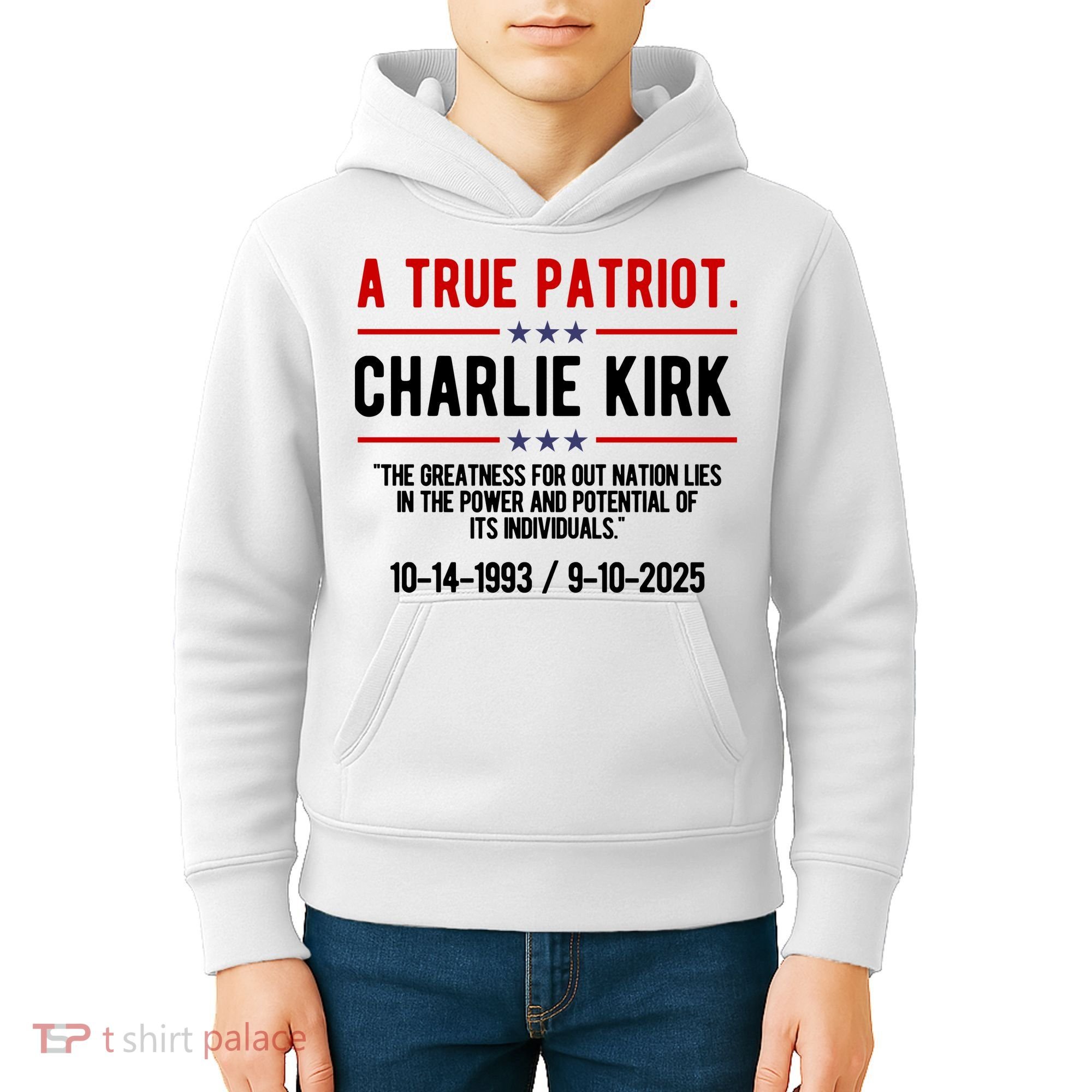 A True Patriot Charlie Kirk RIP Kids Hoodie