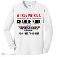 A True Patriot Charlie Kirk RIP Kids Long Sleeve Shirt thumb 0