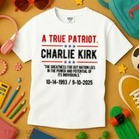 A True Patriot Charlie Kirk RIP Kids T-Shirt thumb 3