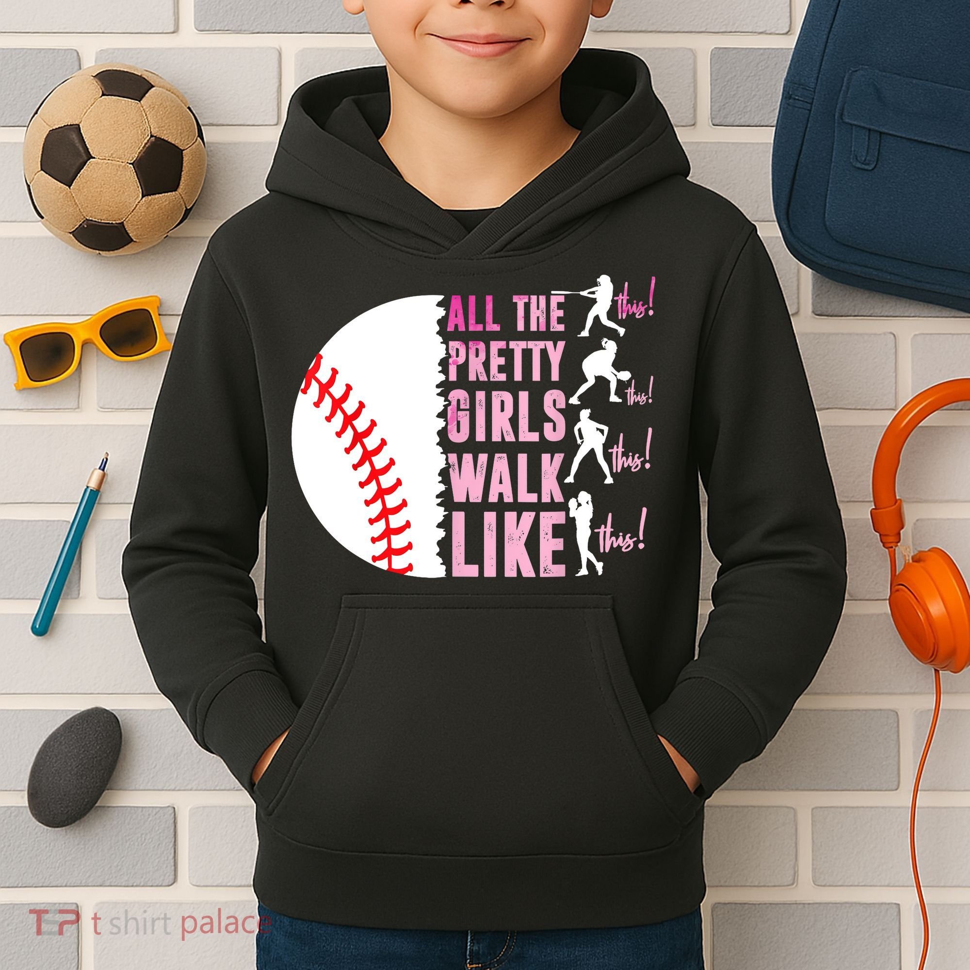 All The Pretty Girl Walk Funny Like This Baseball Player  Kids Hoodie
