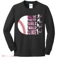 All The Pretty Girl Walk Funny Like This Baseball Player  Kids Long Sleeve Shirt thumb 0