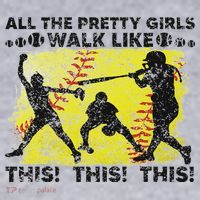 All The Pretty Walk Like This Funny Softball Baseball Women's Sweatshirt thumb 2