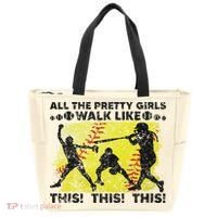 All The Pretty Walk Like This Funny Softball Baseball Tote Bag thumb 0