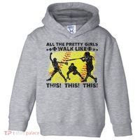 All The Pretty Walk Like This Funny Softball Baseball Toddler Hoodie thumb 0