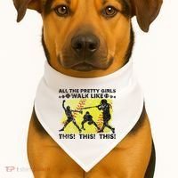 All The Pretty Walk Like This Funny Softball Baseball USA-Made Doggie Bandana thumb 1