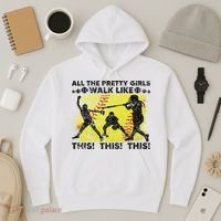 All The Pretty Walk Like This Funny Softball Baseball Hoodie thumb 3