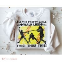 All The Pretty Walk Like This Funny Softball Baseball Sweatshirt thumb 2