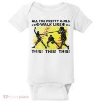 All The Pretty Walk Like This Funny Softball Baseball Baby Bodysuit thumb 0