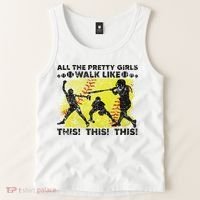 All The Pretty Walk Like This Funny Softball Baseball Tank Top thumb 2