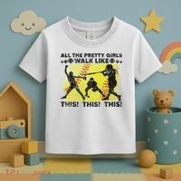 All The Pretty Walk Like This Funny Softball Baseball Toddler T-Shirt thumb 3