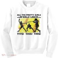 All The Pretty Walk Like This Funny Softball Baseball Kids Sweatshirt thumb 0