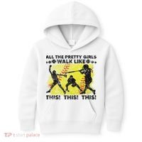 All The Pretty Walk Like This Funny Softball Baseball Kids Hoodie thumb 0