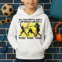 All The Pretty Walk Like This Funny Softball Baseball Kids Hoodie thumb 2