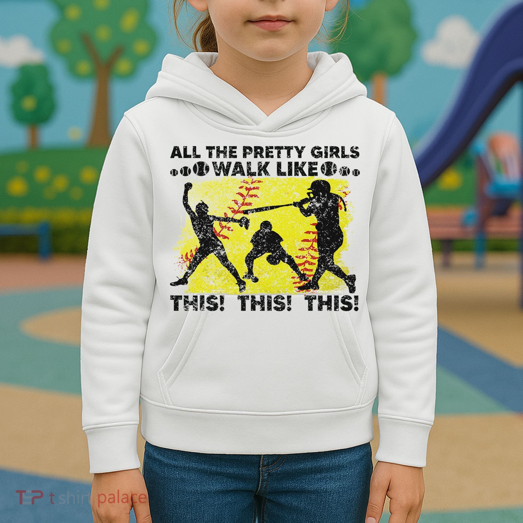 All The Pretty Walk Like This Funny Softball Baseball Kids Hoodie