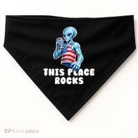 Alien This Place Rocks USA 4th Of July USA-Made Doggie Bandana thumb 0