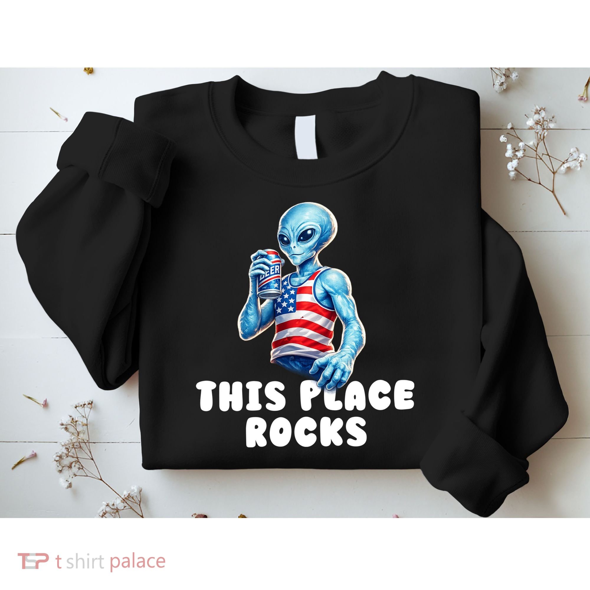 Alien This Place Rocks USA 4th Of July Sweatshirt