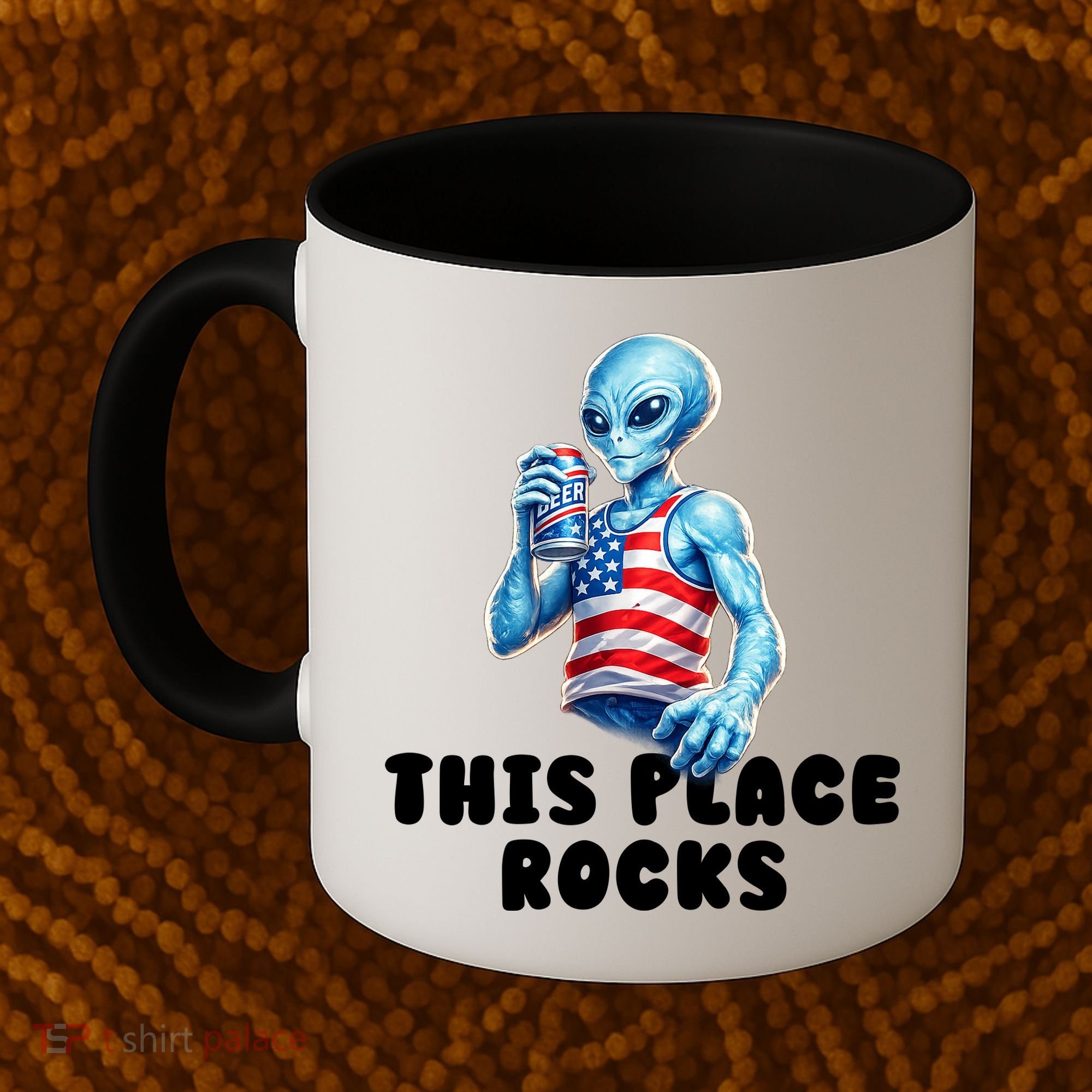 Alien This Place Rocks USA 4th Of July Coffee Mug