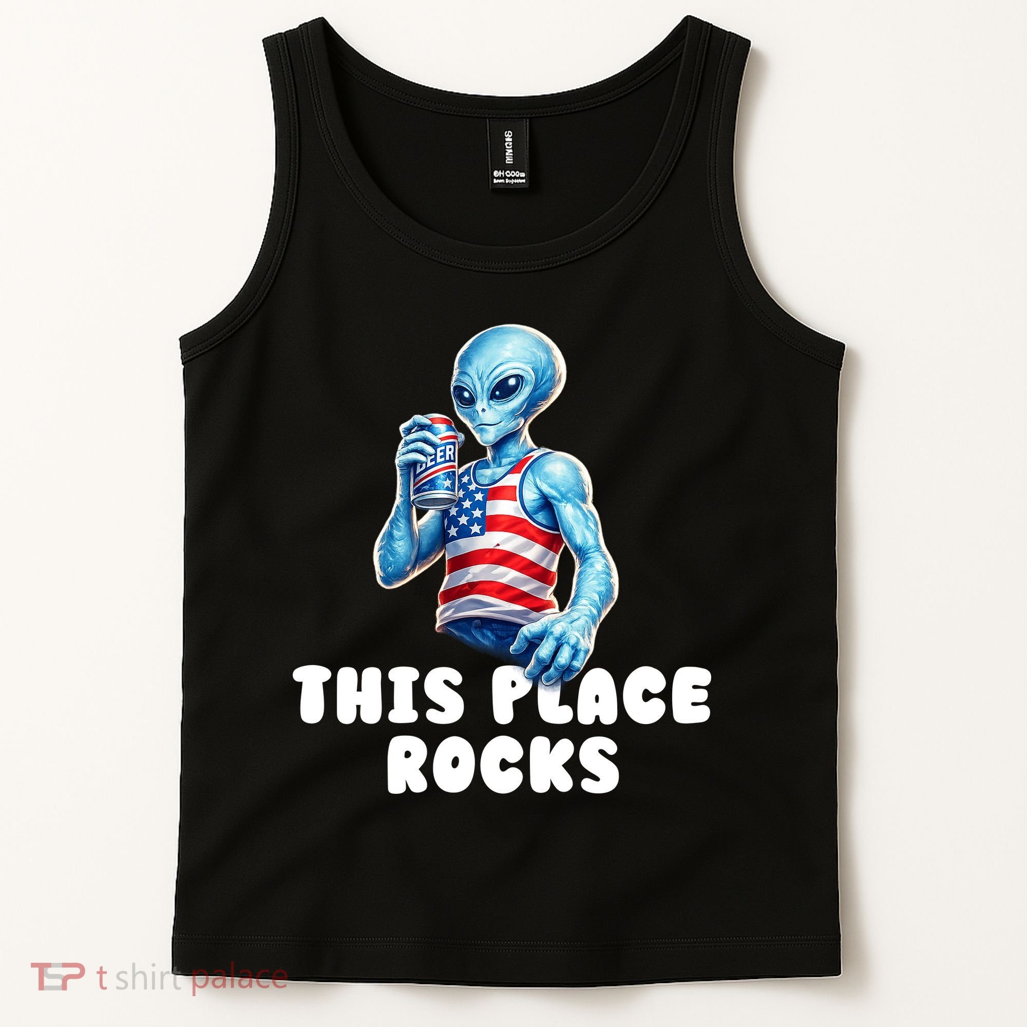 Alien This Place Rocks USA 4th Of July Tank Top