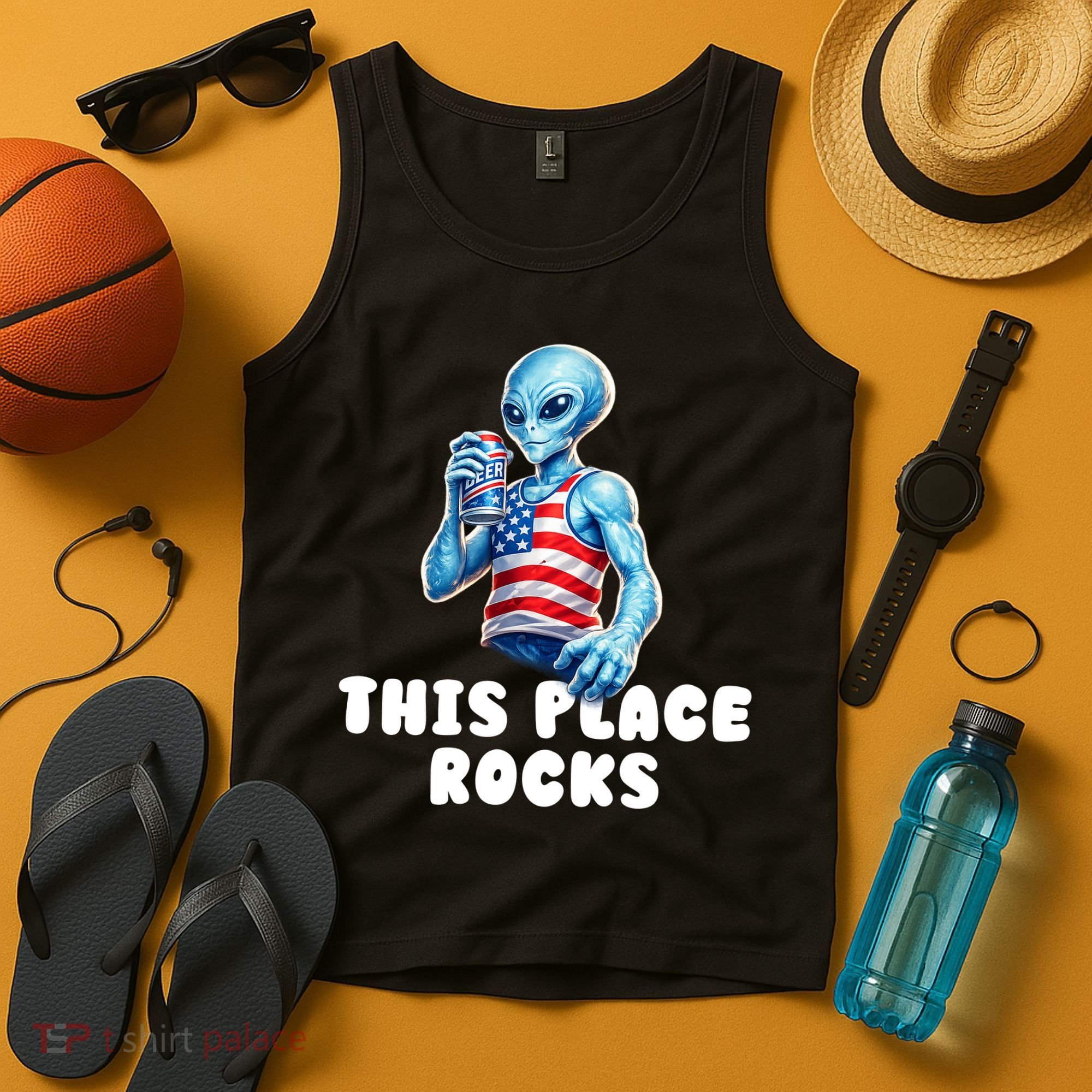 Alien This Place Rocks USA 4th Of July Tank Top