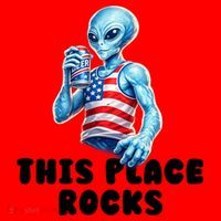 Alien This Place Rocks USA 4th Of July Santa Hat thumb 1