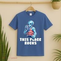Alien This Place Rocks USA 4th Of July T-Shirt thumb 2