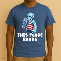 Alien This Place Rocks USA 4th Of July T-Shirt thumb 3
