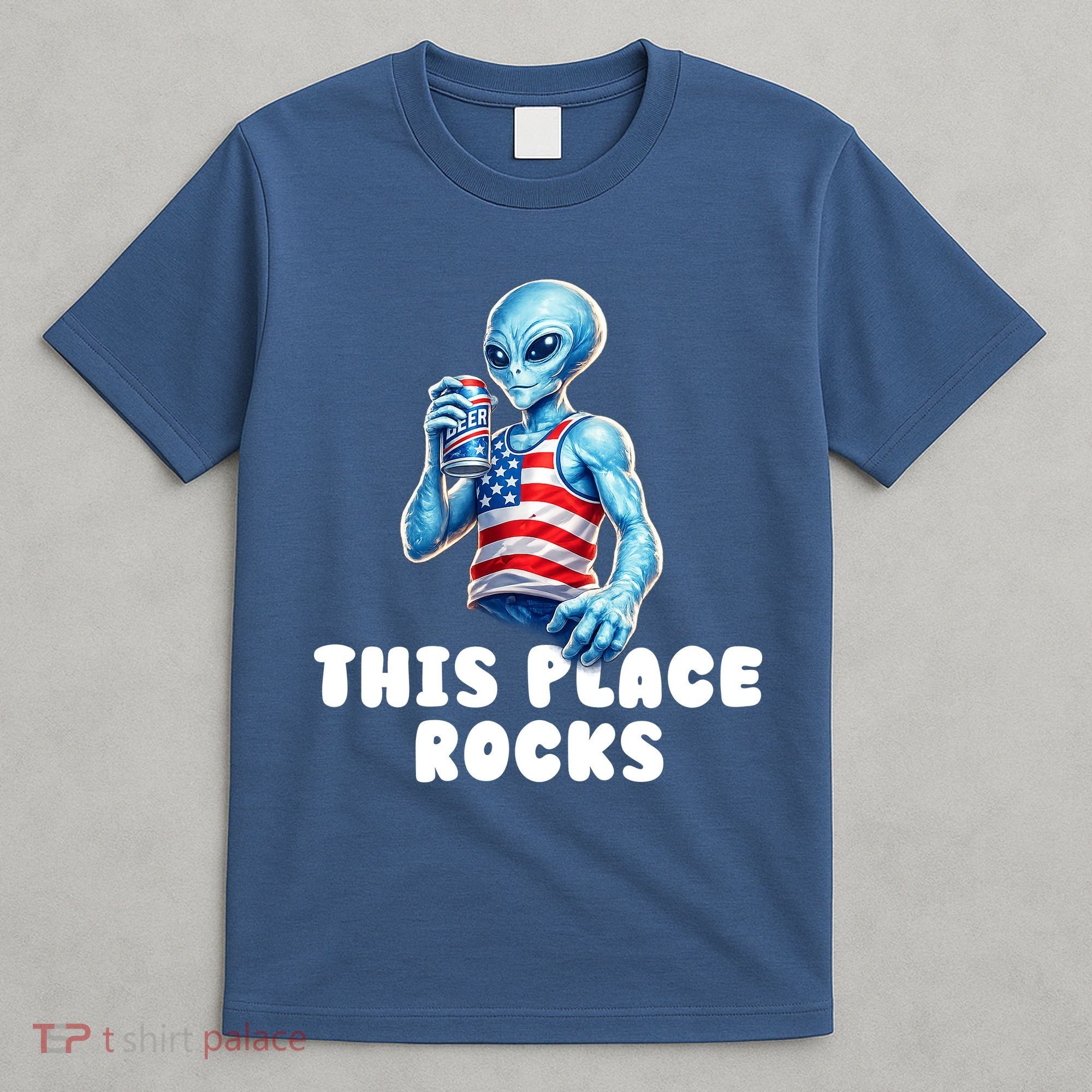 Alien This Place Rocks USA 4th Of July T-Shirt