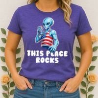 Alien This Place Rocks USA 4th Of July Women's T-Shirt thumb 2