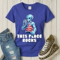 Alien This Place Rocks USA 4th Of July Women's T-Shirt thumb 3