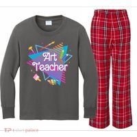 Art Teacher Retro Gift Kids Long Sleeve Plaid Pajama Set thumb 0