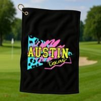 Austin Texas Retro 90s Golf Towel thumb 1