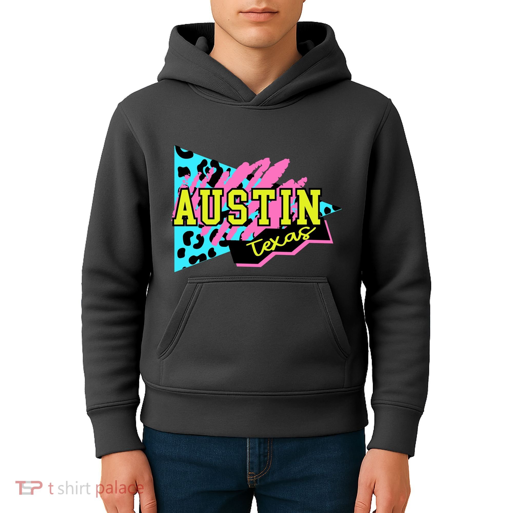 Austin Texas Retro 90s Kids Hoodie