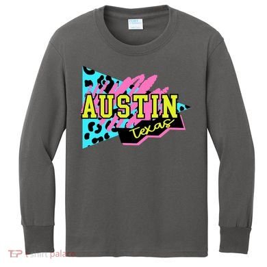 Austin Texas Retro 90s Kids Long Sleeve Shirt