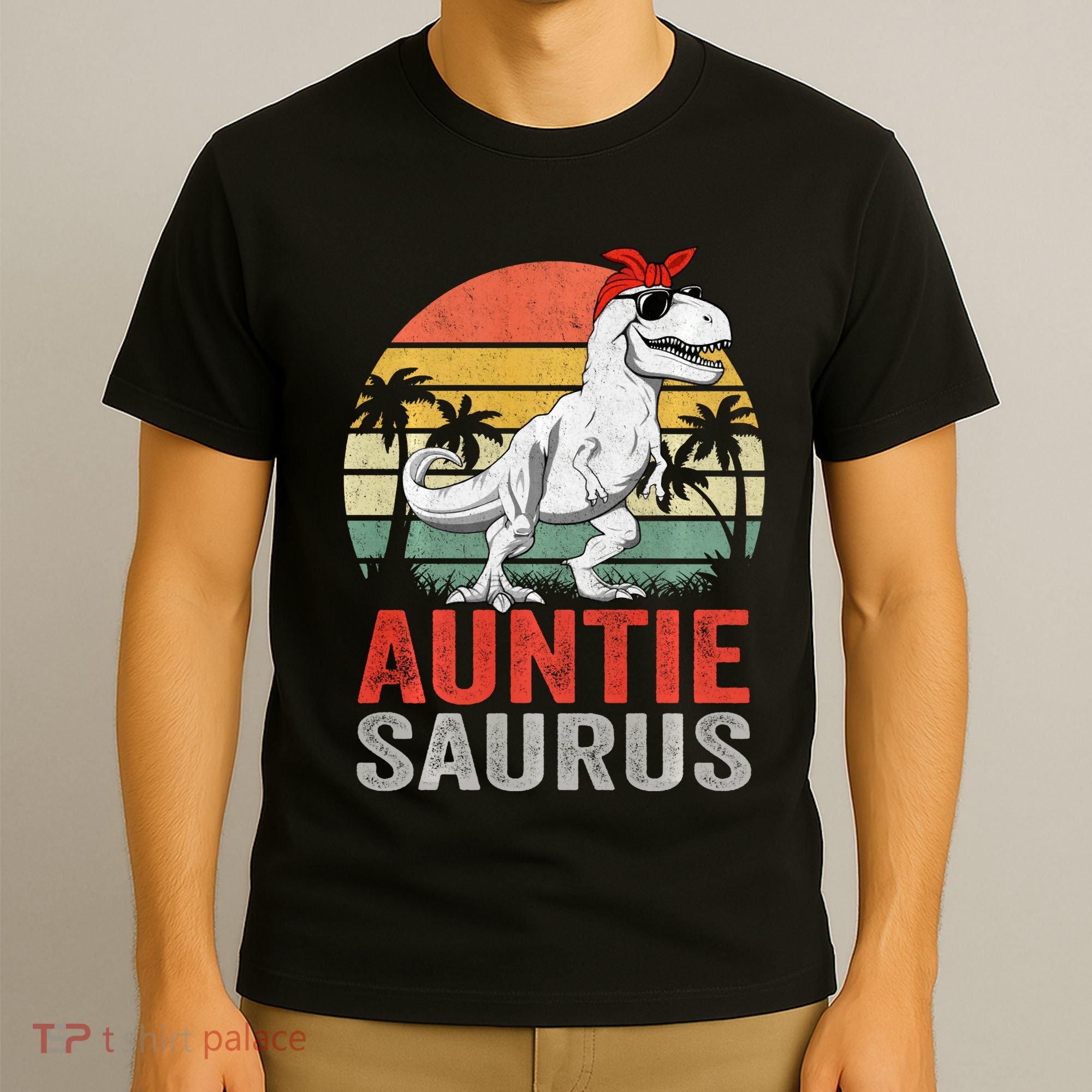 Auntiesaurus T Rex Dinosaur Auntie Saurus Family Matching Long Sleeve T-Shirt