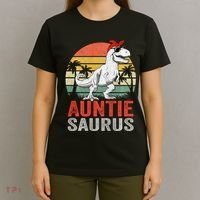Auntiesaurus T Rex Dinosaur Auntie Saurus Family Matching Long Sleeve T-Shirt thumb 4