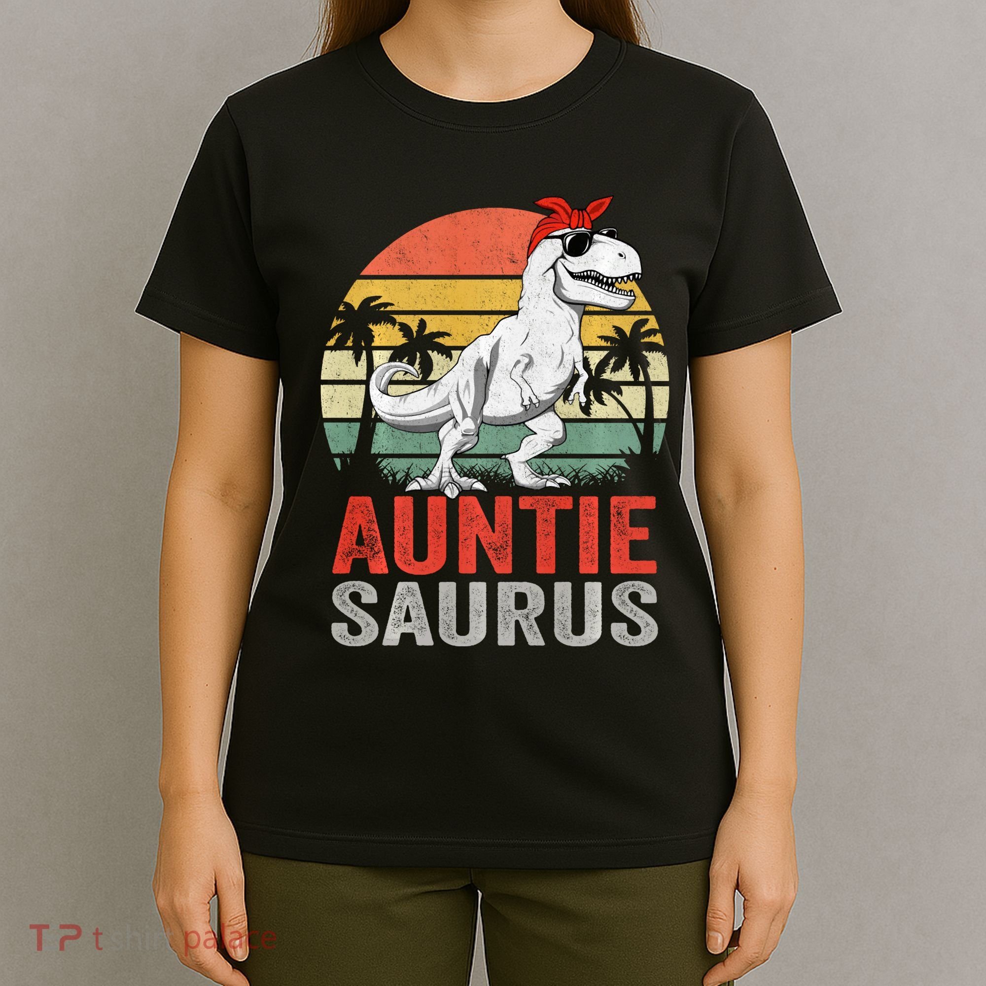 Auntiesaurus T Rex Dinosaur Auntie Saurus Family Matching Long Sleeve T-Shirt