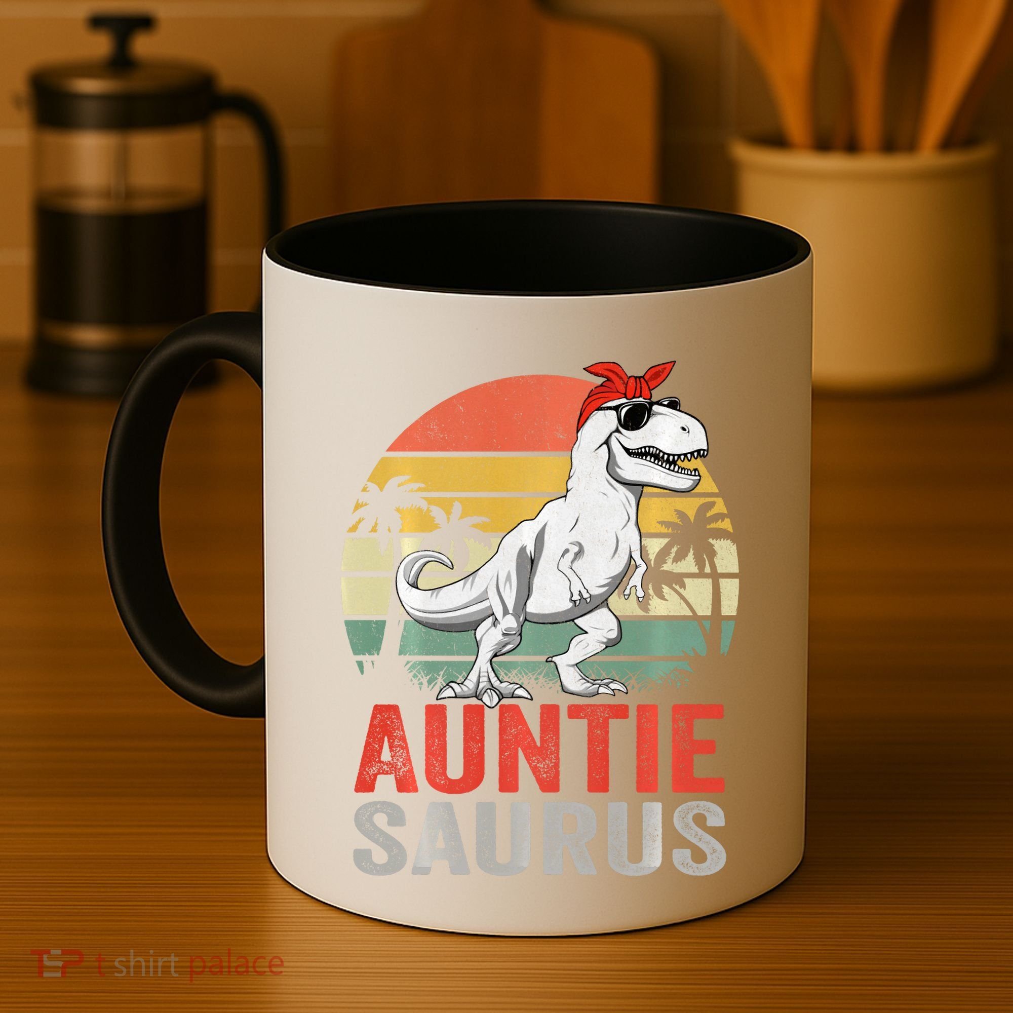 Auntiesaurus T Rex Dinosaur Auntie Saurus Family Matching Long Sleeve Coffee Mug