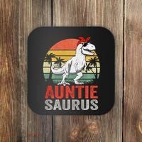 Auntiesaurus T Rex Dinosaur Auntie Saurus Family Matching Long Sleeve Coaster thumb 0