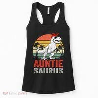 Auntiesaurus T Rex Dinosaur Auntie Saurus Family Matching Long Sleeve Women's Tank Top thumb 0