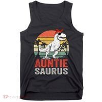 Auntiesaurus T Rex Dinosaur Auntie Saurus Family Matching Long Sleeve Tank Top thumb 0