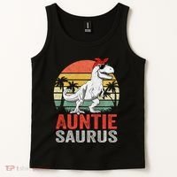 Auntiesaurus T Rex Dinosaur Auntie Saurus Family Matching Long Sleeve Tank Top thumb 2