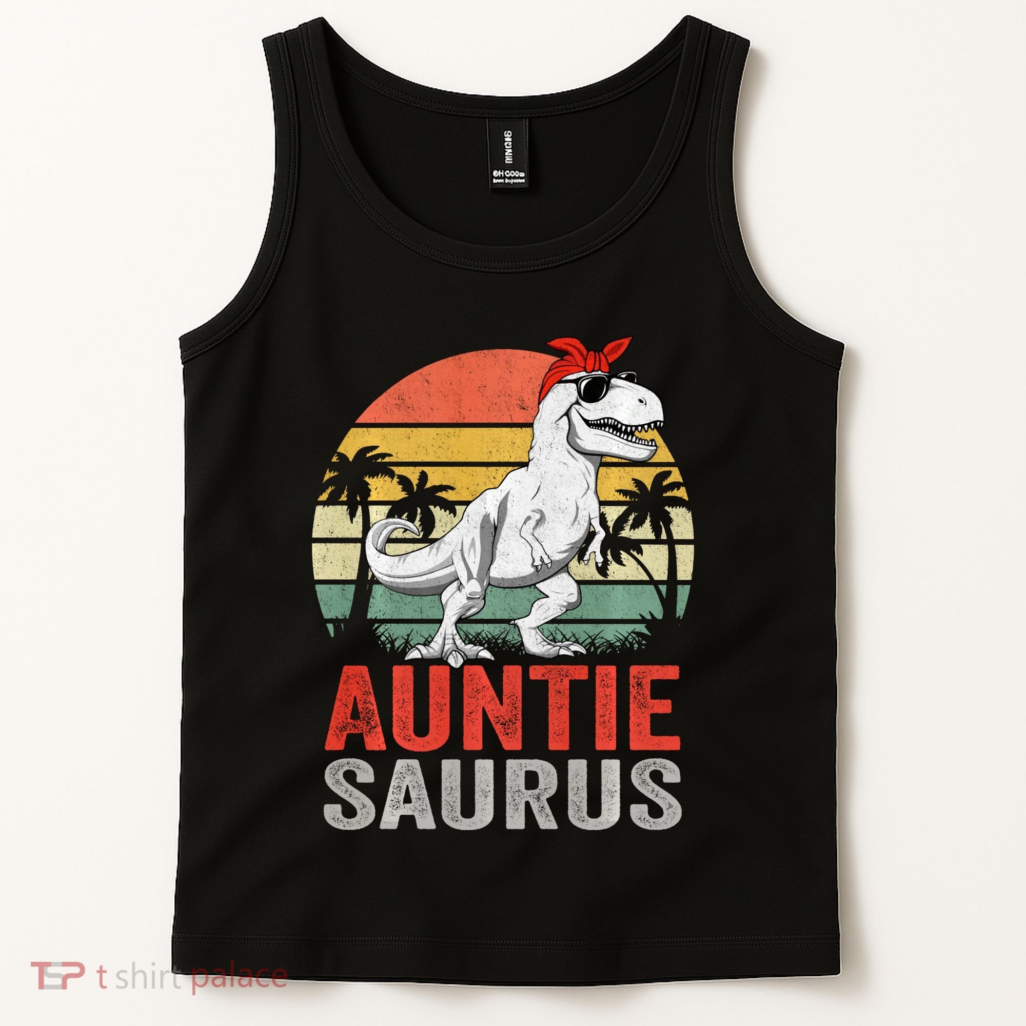 Auntiesaurus T Rex Dinosaur Auntie Saurus Family Matching Long Sleeve Tank Top