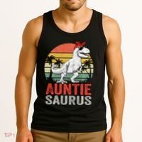 Auntiesaurus T Rex Dinosaur Auntie Saurus Family Matching Long Sleeve Tank Top thumb 3